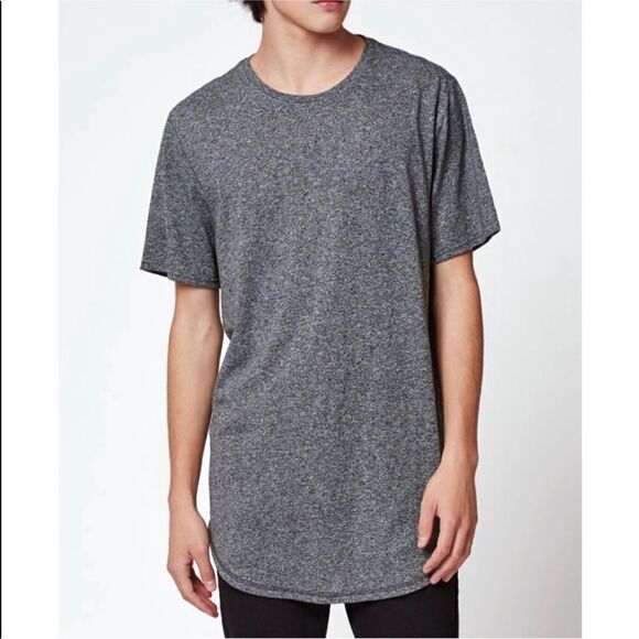 2/$30 PacSun Scallop Fit Soft Gray Heather T-Shirt - Picture 1 of 6